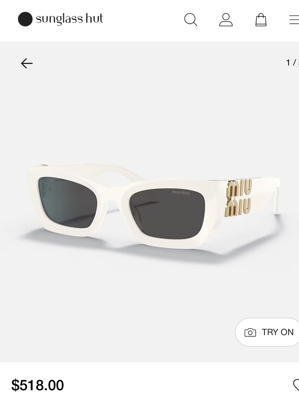 Miu Miu White Sunglasses with Gold Logo